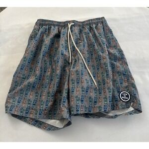 NWOT Life is Good Mens's  Lined Shorts M Tiki Print Swim Trunks